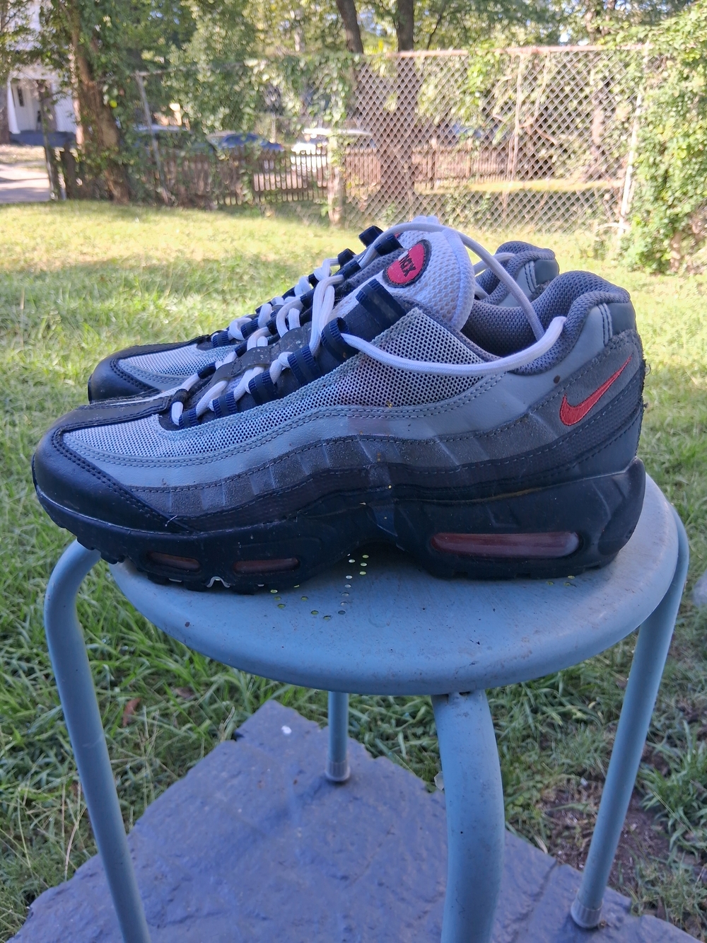 Nike Men's Air Max 95 in Grey and Black with Red Swoosh